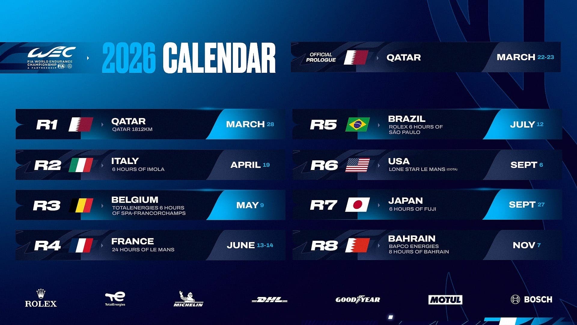 WEC anuncia calendário da temporada de 2026 e mantém Brasil após 24 Horas de Le Mans