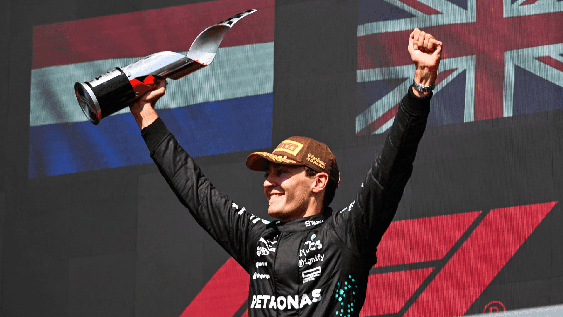 George Russell comemorando vitória no GP do Canadá