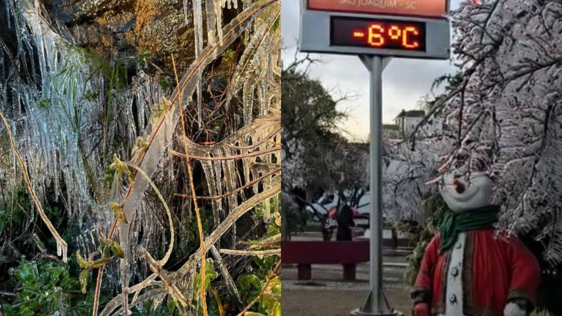 Sincelo foi registrado em cidades de Santa Catarina