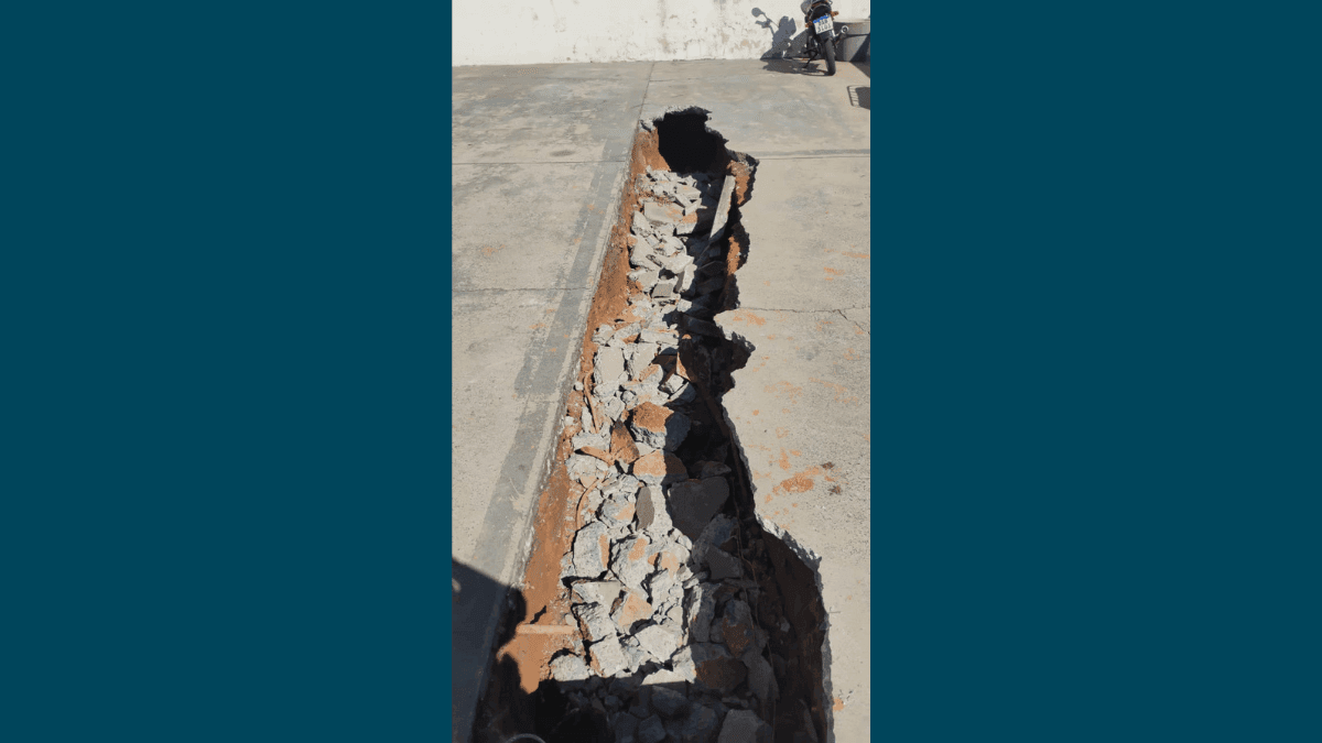 Funcionários do posto acionaram a PM após o piso do estabelecimento ceder