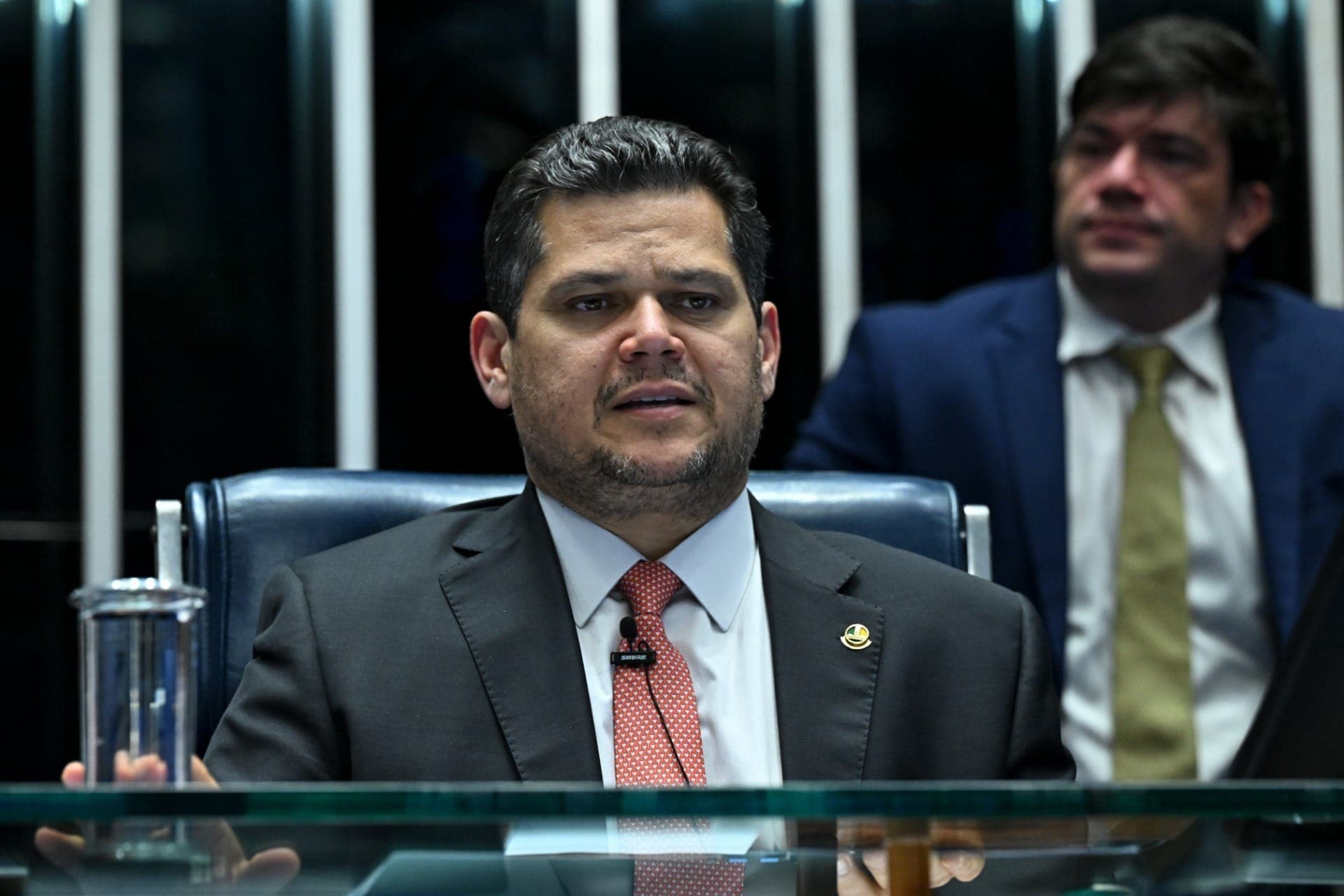 Presidente do Senado, Davi Alcolumbre (União-AP), durante sessão deliberativa ordinária