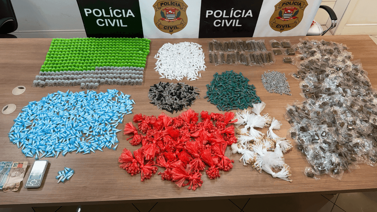 Foram apreendidas cerca de 3 mil porções de drogas, entre maconha, skank, crack, haxixe, cocaína e K2