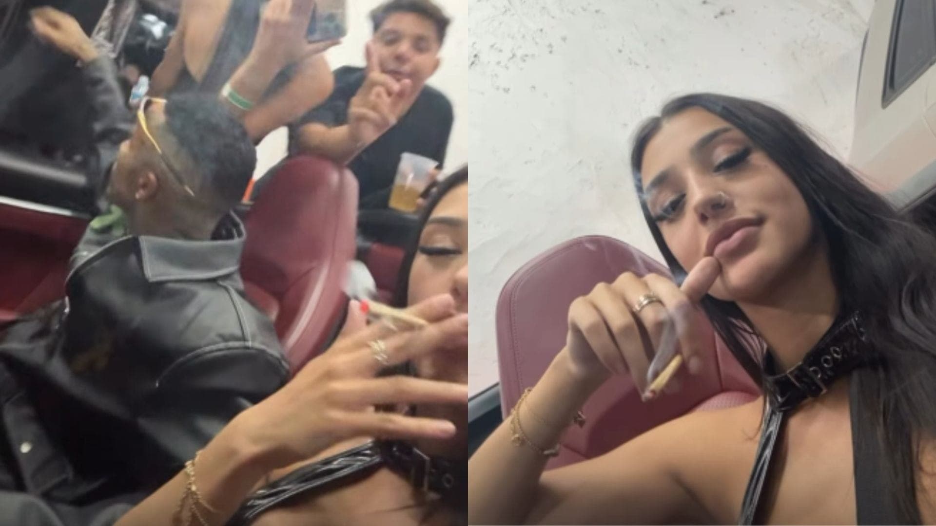 Bia Miranda e Gato Preto saindo de boate com Porsche que bateram