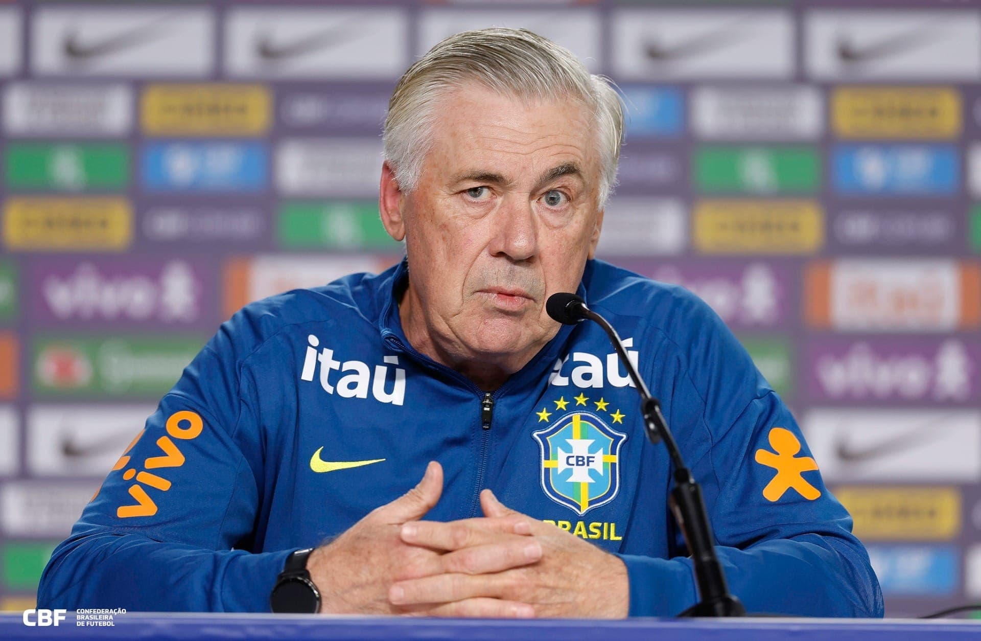 Carlo Ancelotti, durante coletiva pela Seleção Brasileira