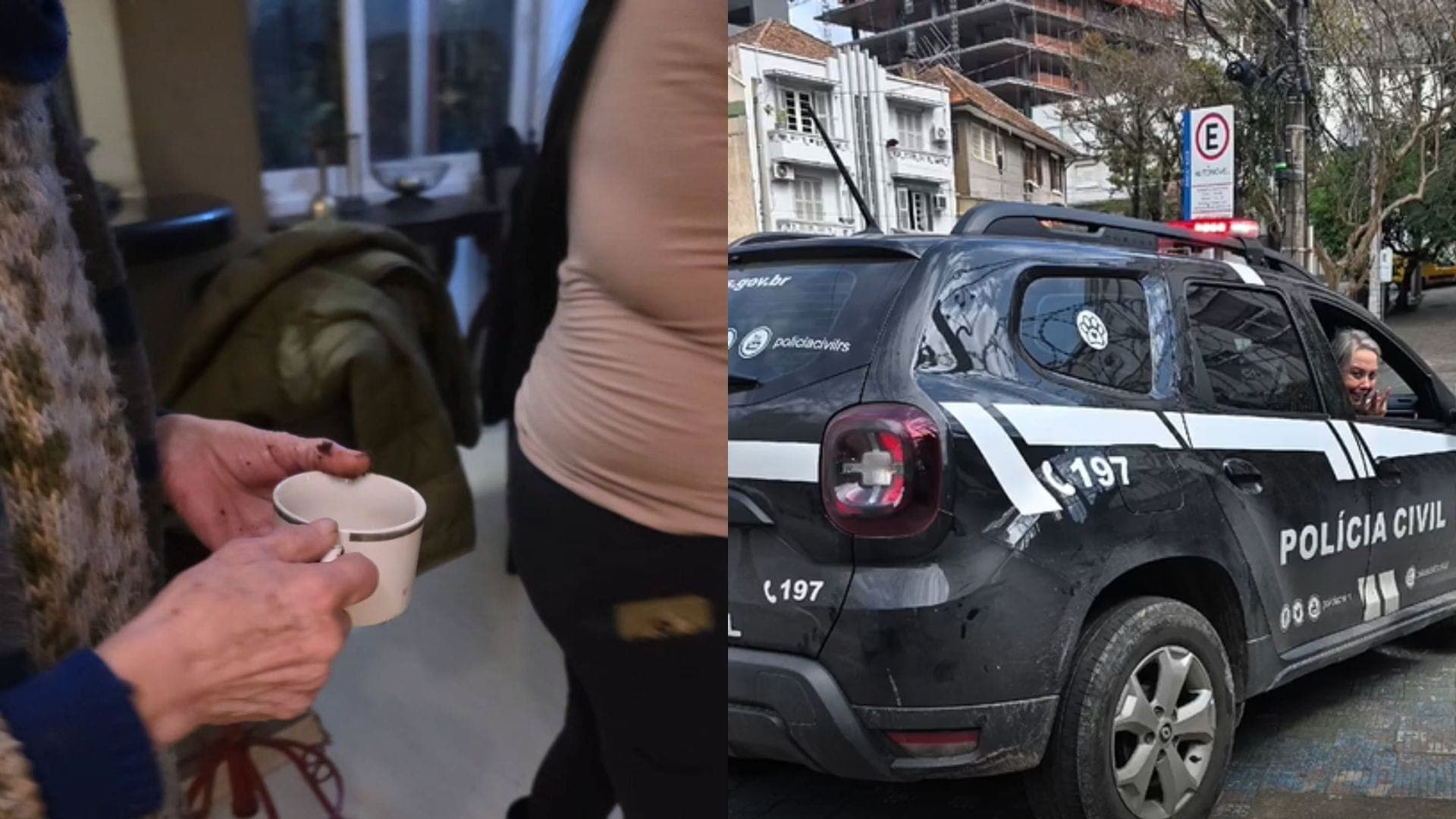 Rejane Schumann foi assistida por ativista e pela Polícia Civil