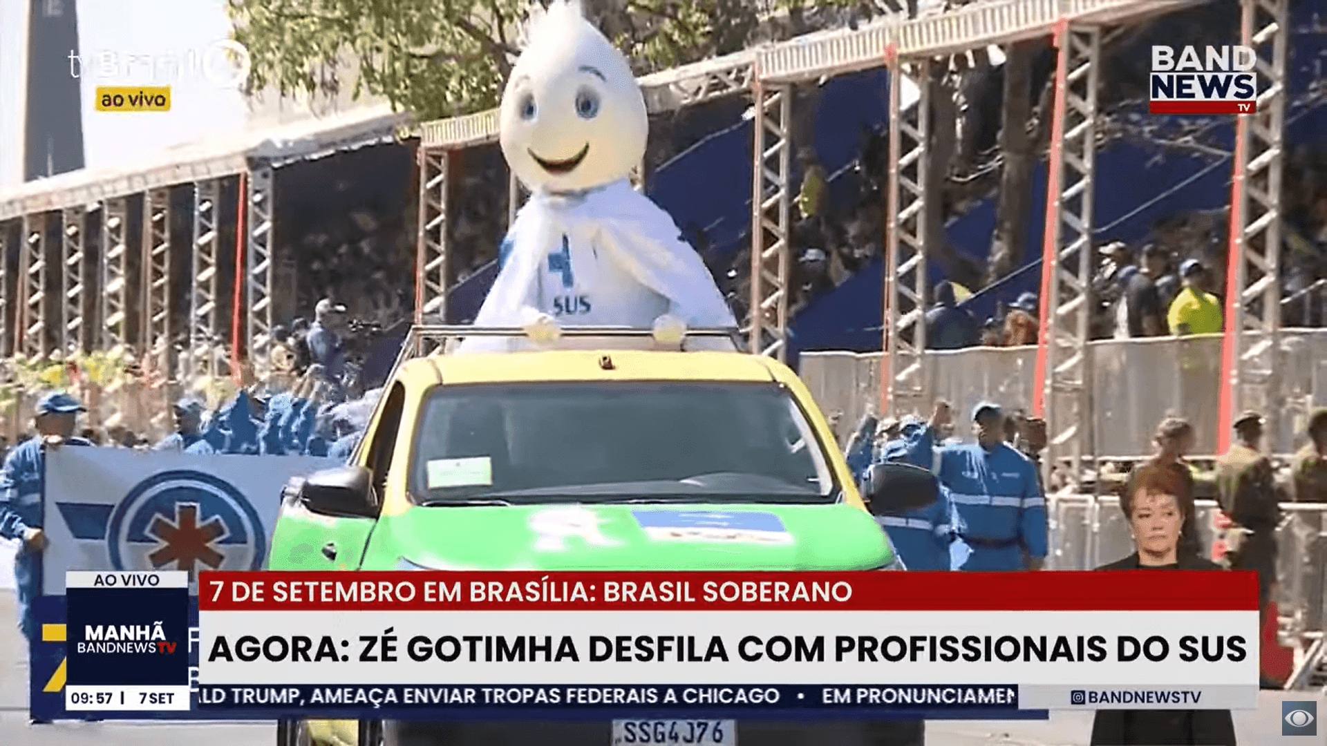 Zé Gotinha desfila na Esplanada neste 7 de setembro