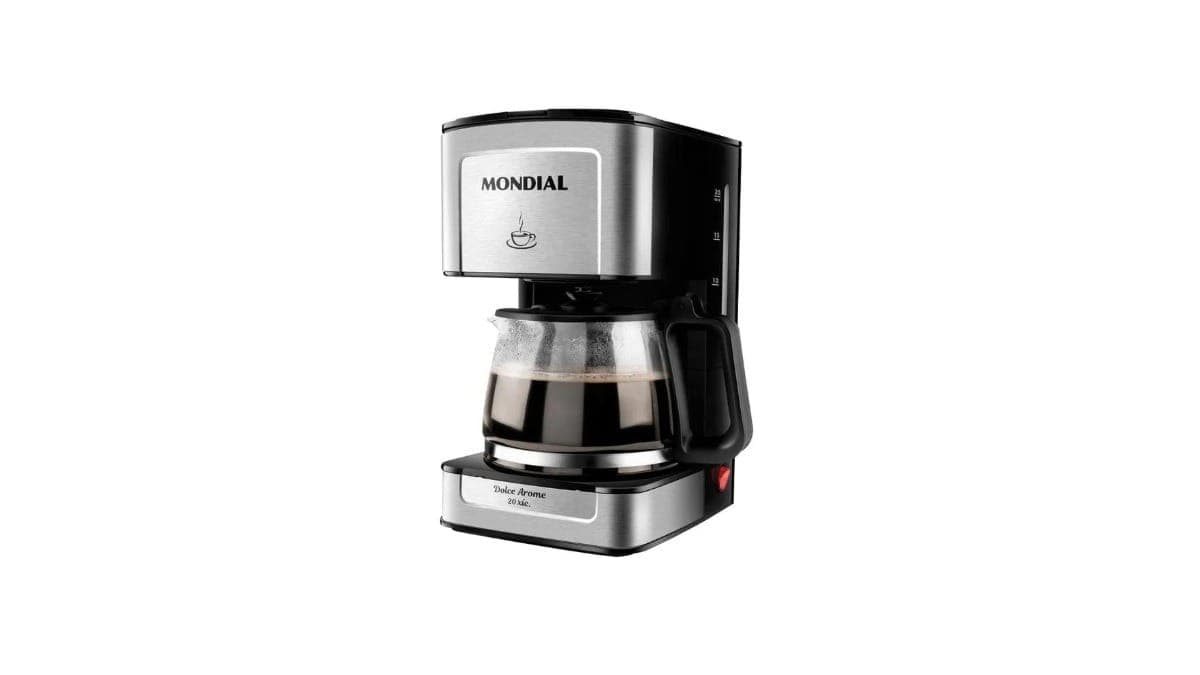 Cafeteira Elétrica Mondial Dolce Arome Vidro C-43-20X-SI 20 Xícaras 550W – Preto/Inox 110V