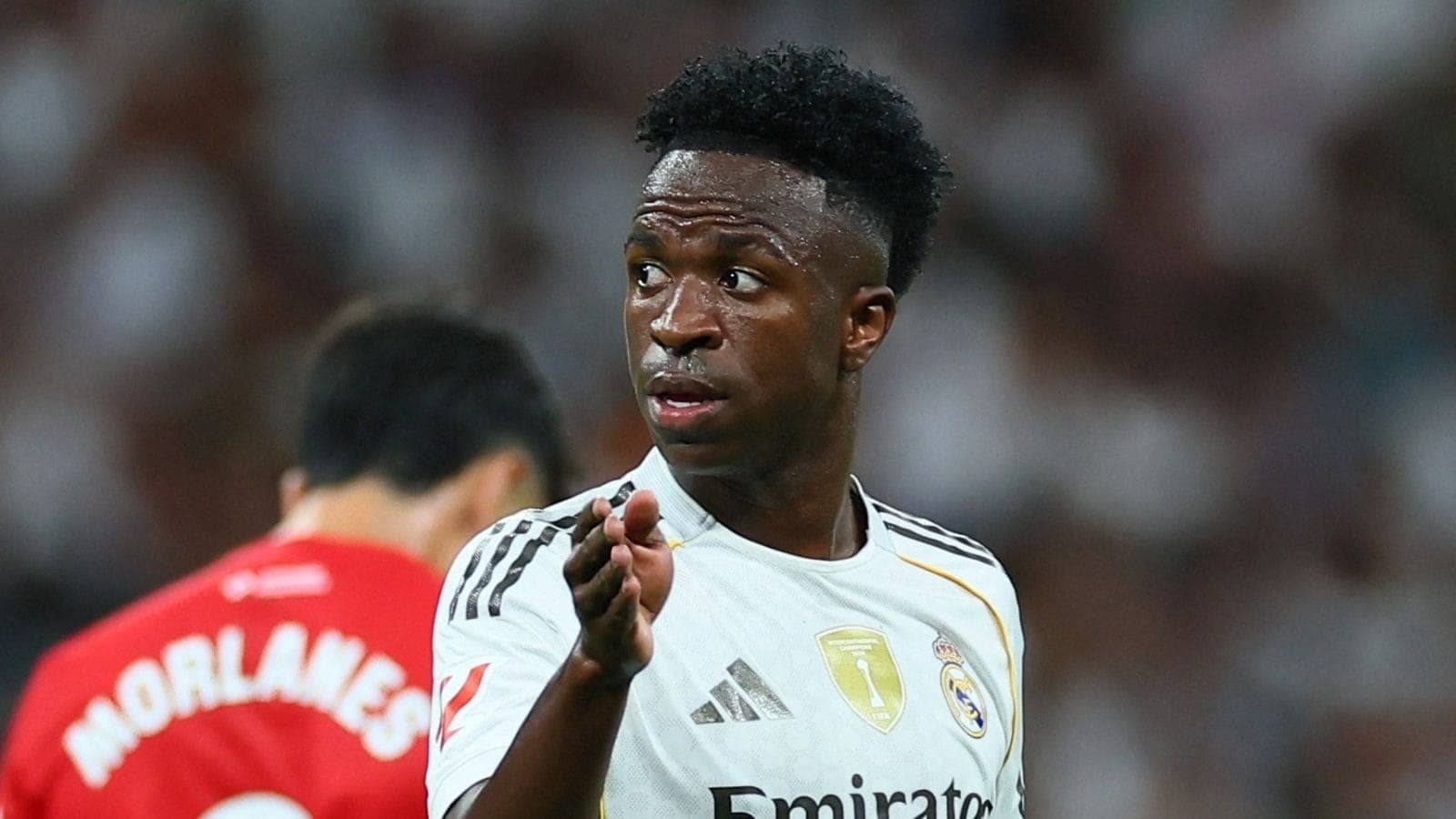 Vinicius Júnior em jogo do Real Madrid no Espanhol