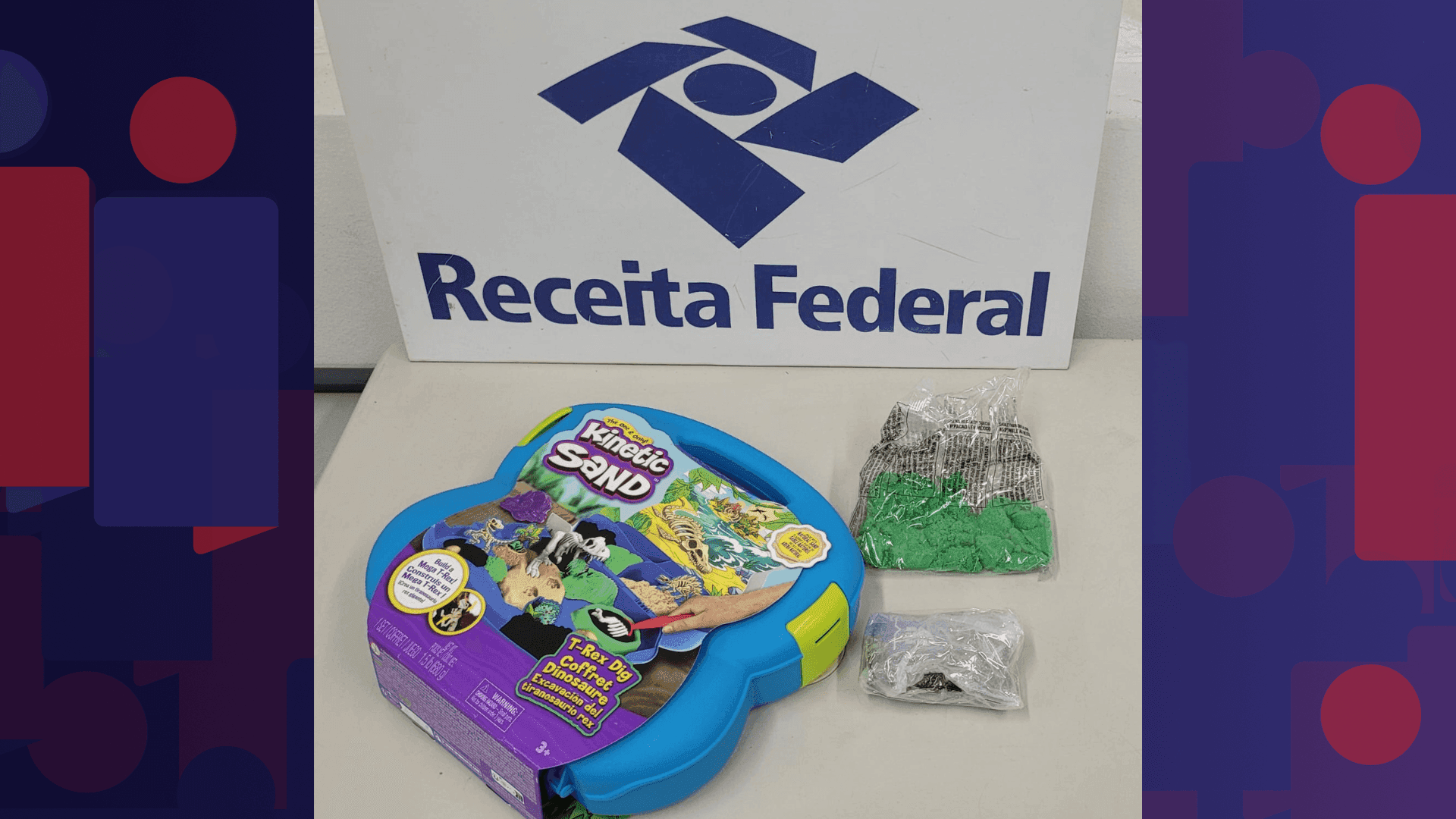 A encomenda postal continha 132 gramas de droga dentro de um brinquedo de massa de modelar
