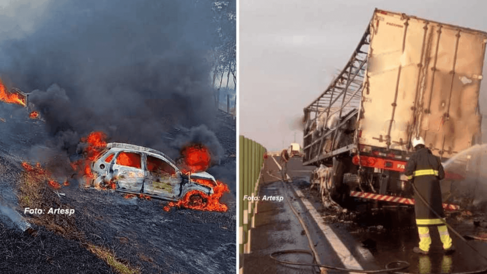 A pista estava coberta por fumaça de um incêndio próximo ao local