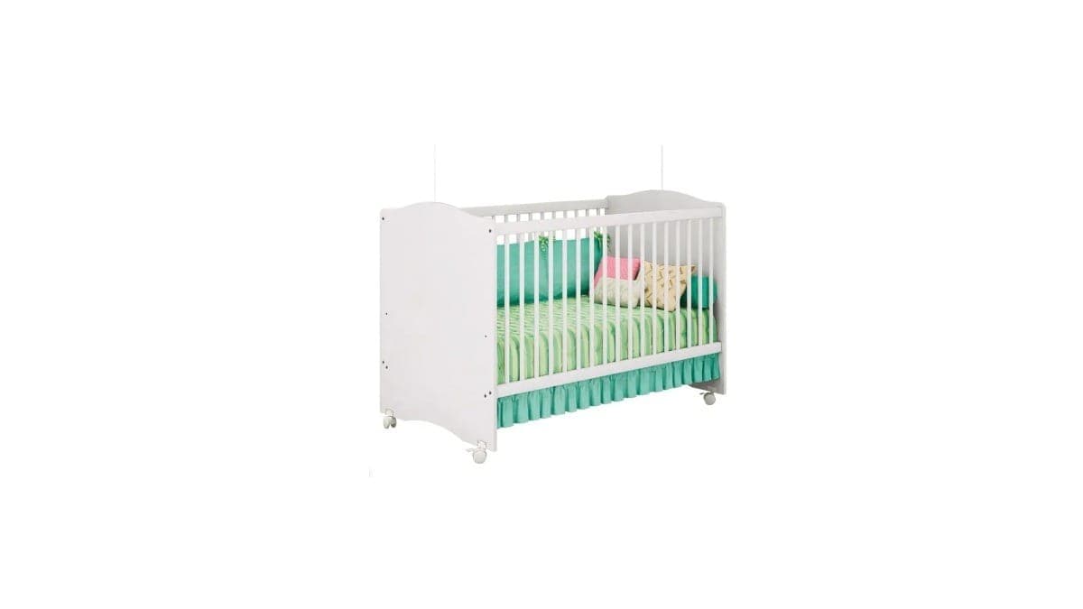 Berço Mini Cama Móveis Estrela Satriani com Rodízios - Branco