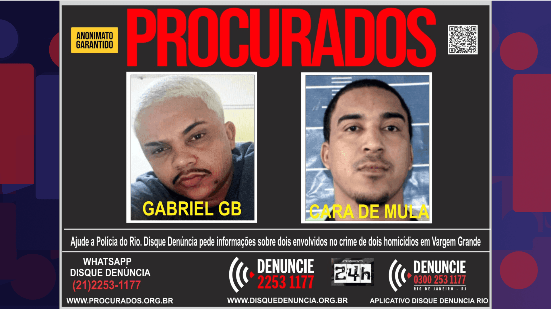 Contra GB existem dois mandados de prisão preventiva em aberto por homicídio qualificado.