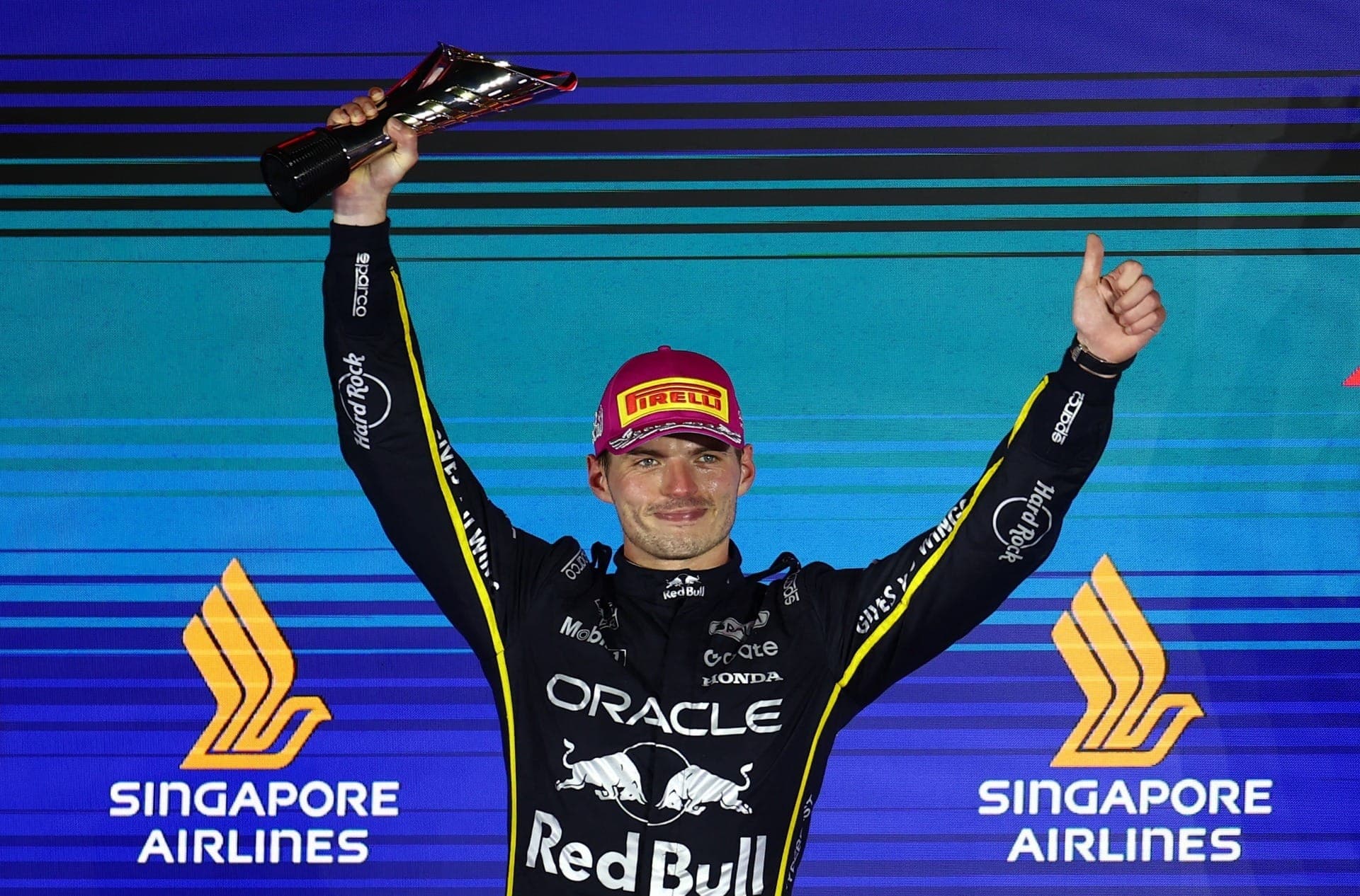 Max Verstappen celebra segundo lugar no GP de Singapura de Fórmula 1