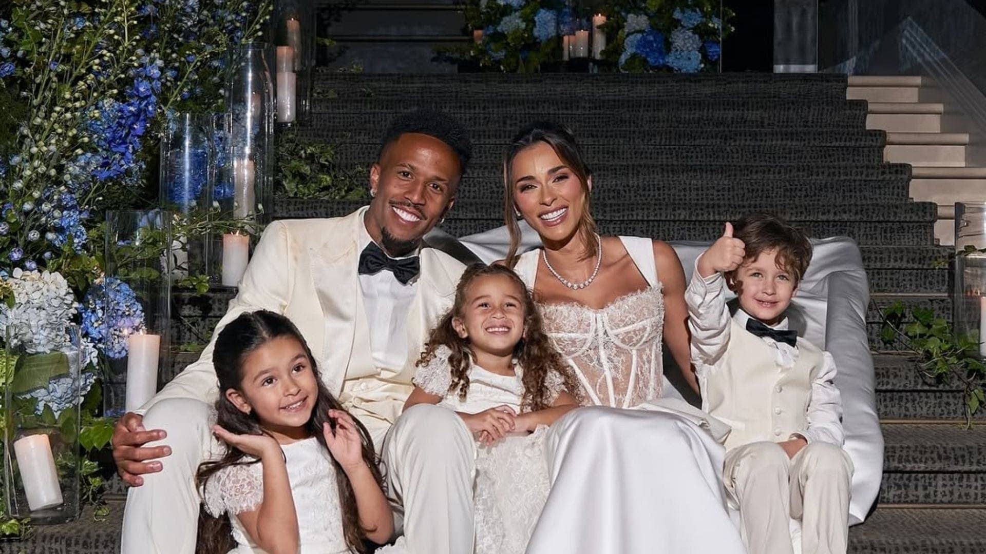 Tainá e Èder Militão com os filhos do primeiro relacionamento