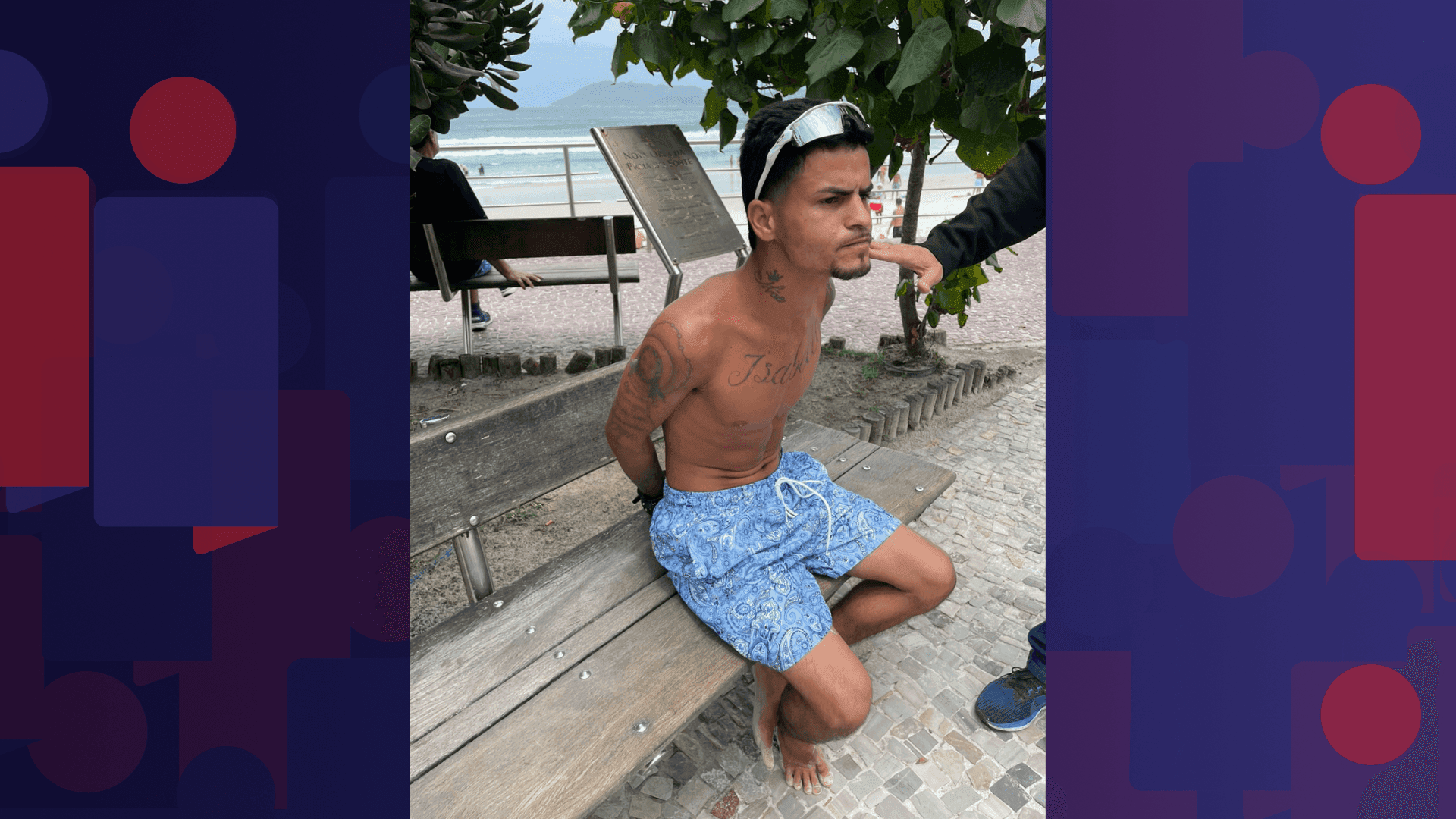 o criminoso estava na praia com familiares e banhistas