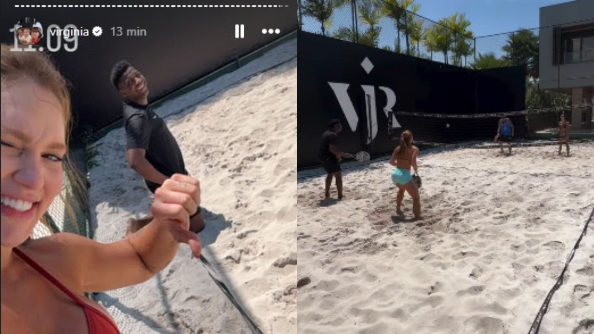 Virgínia jogou beach tennis com irmão de Vini Jr.