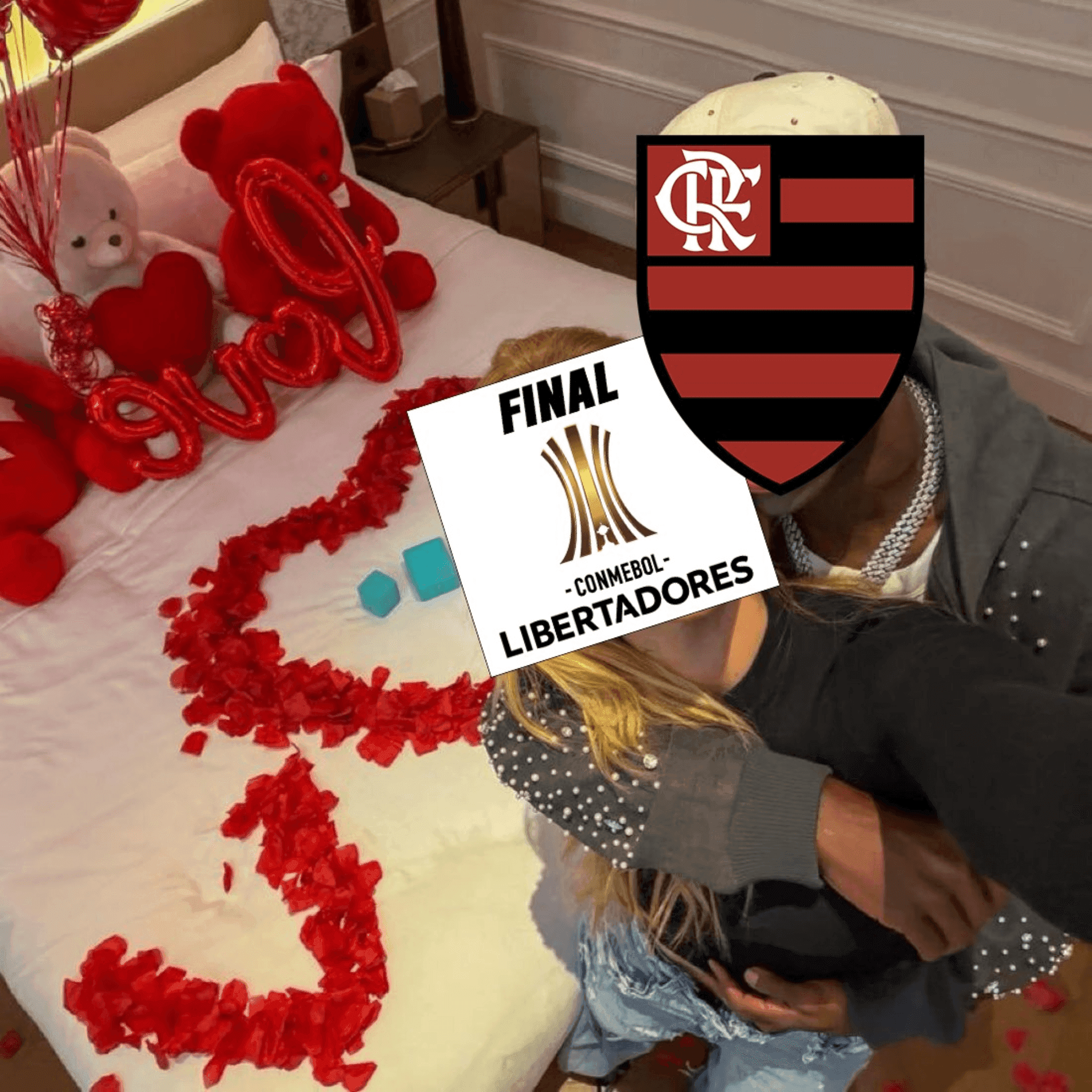 Flamengo usa foto de Virgínia e Vini Jr. para celebrar vaga na decisão
