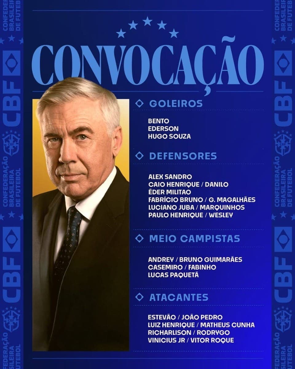 Carlo Ancelotti convocou a seleção para os dois últimos compromissos do ano