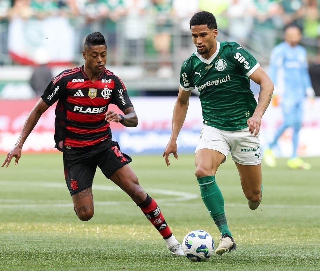 Bruno Henrique, do Flamengo, e Murilo, do Palmeiras