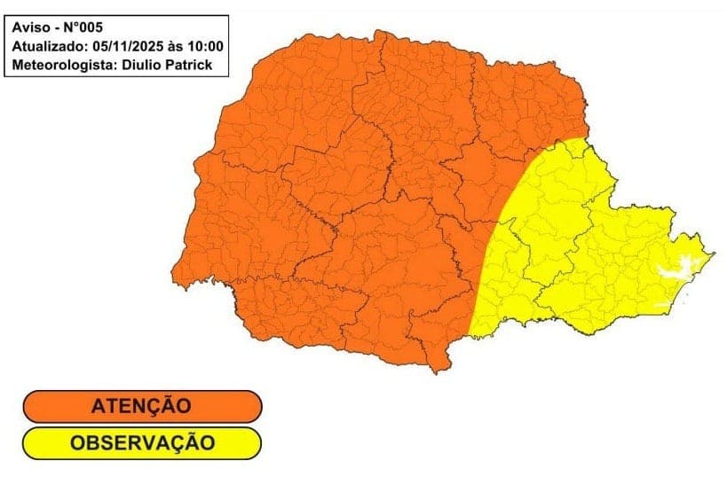 Temporais com granizo e ventania atingem o Paraná nesta sexta