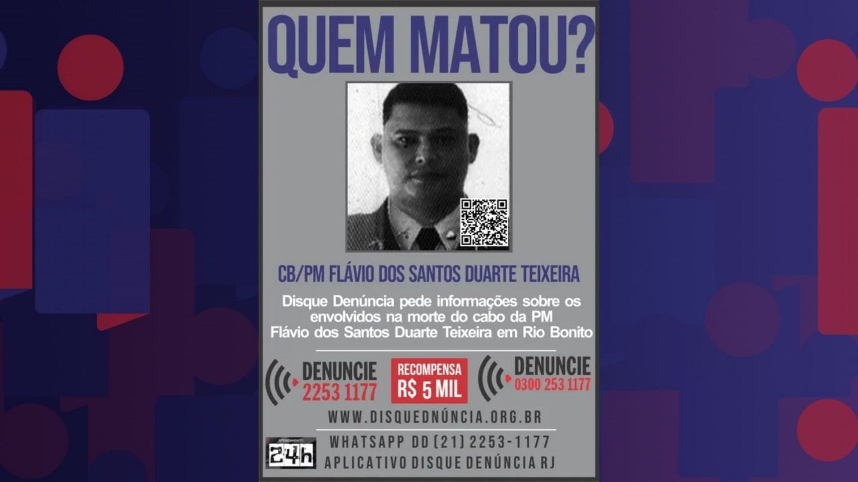 Disque Denúncia pede informações sobbre os envolvidos na morte do PM
