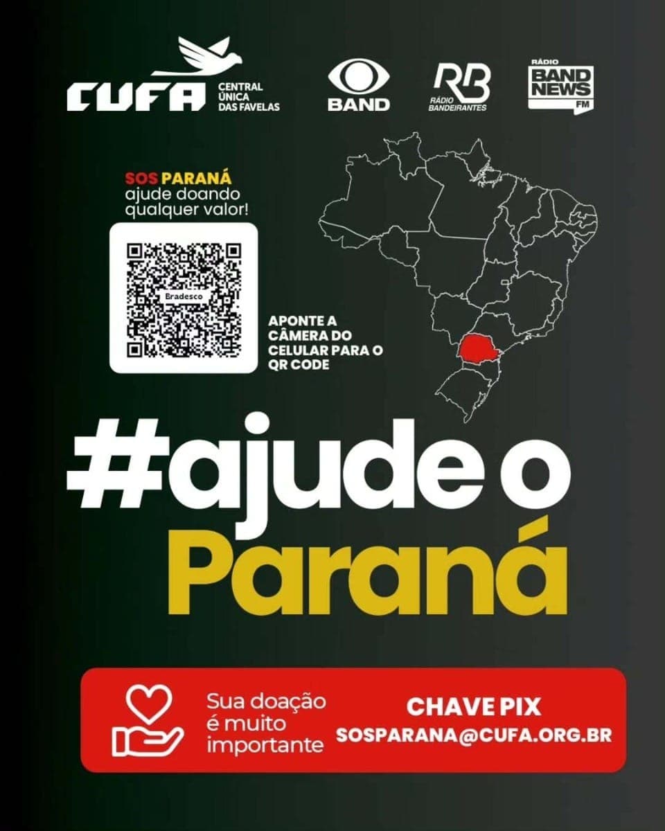 Band e CUFA se juntam para ajudar prejudicados por tornado no Paraná