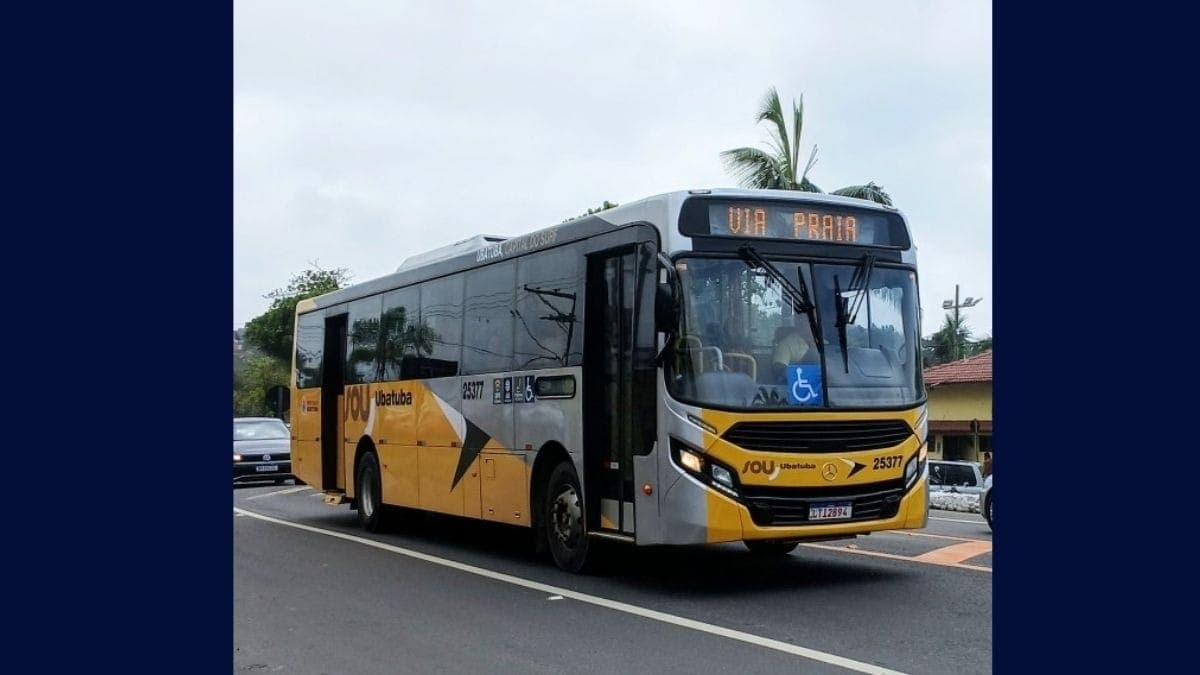Ônibus da empresa Sou, que opera o transporte público em Ubatuba