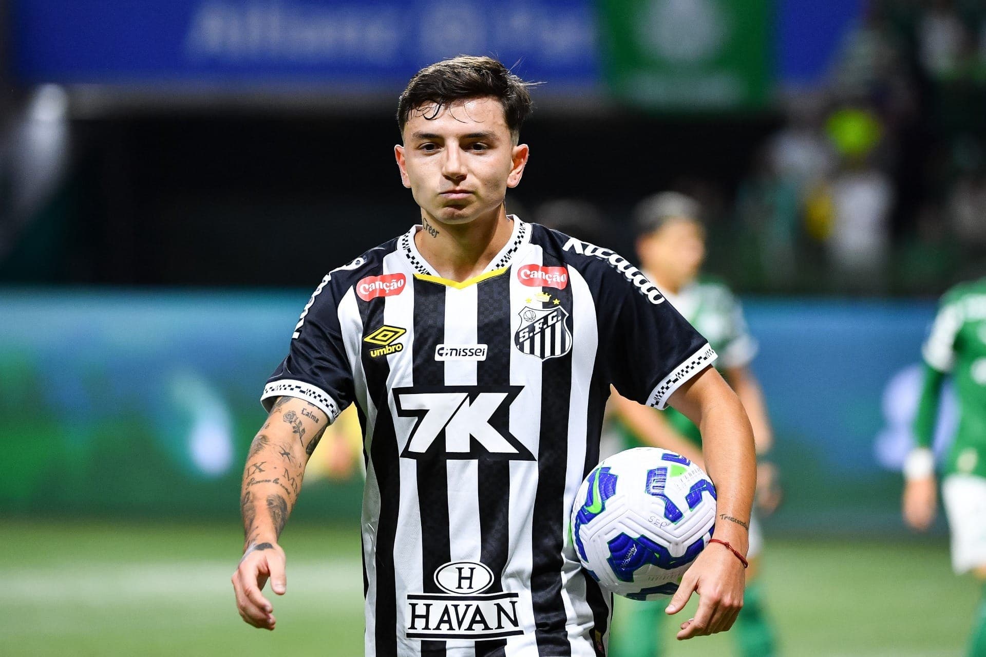 Álvaro Barreal durante partida entre Palmeiras x Santos
