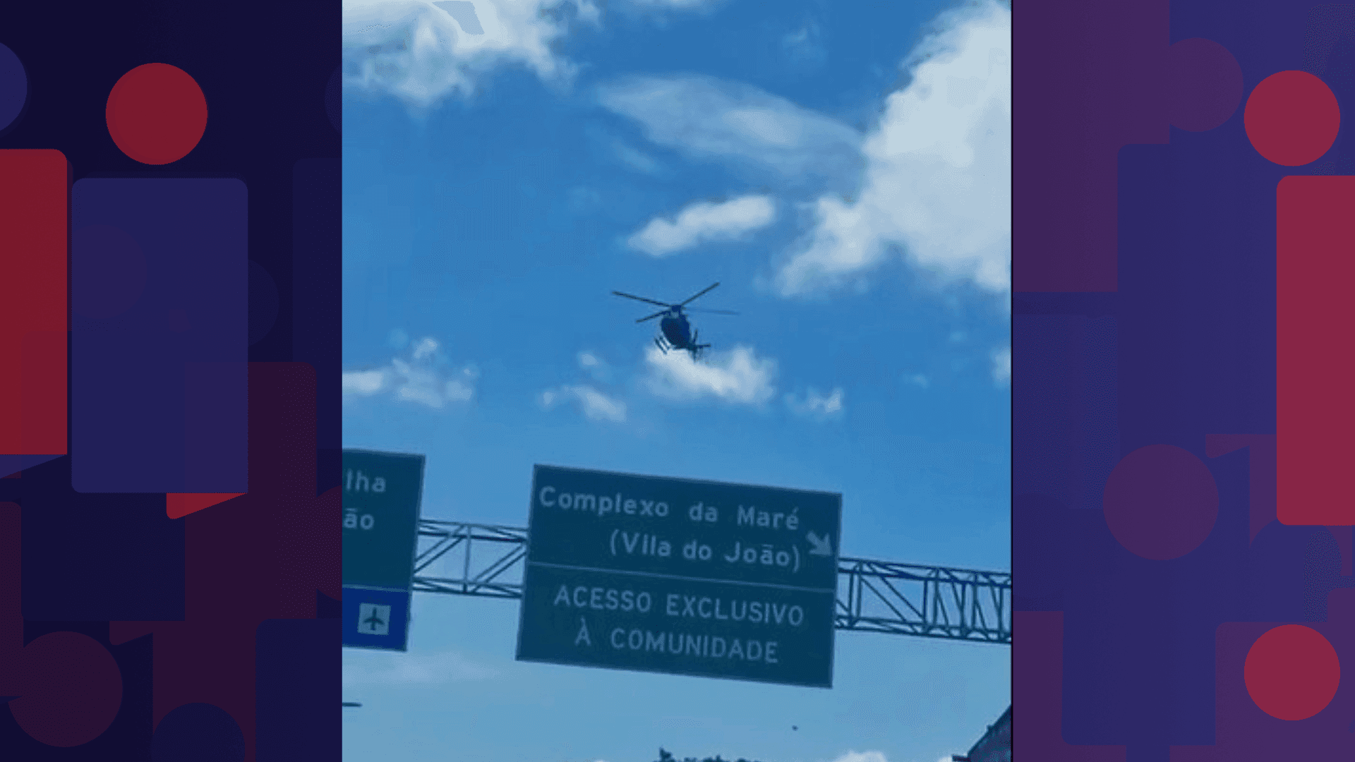 Helicóptero da PM pousando no Campus Fundão da UFRJ para verificação de pane