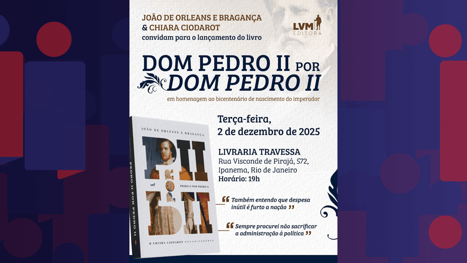 Bicentenário de Dom Pedro II é marcado por lançamento de livro com escritos do imperador