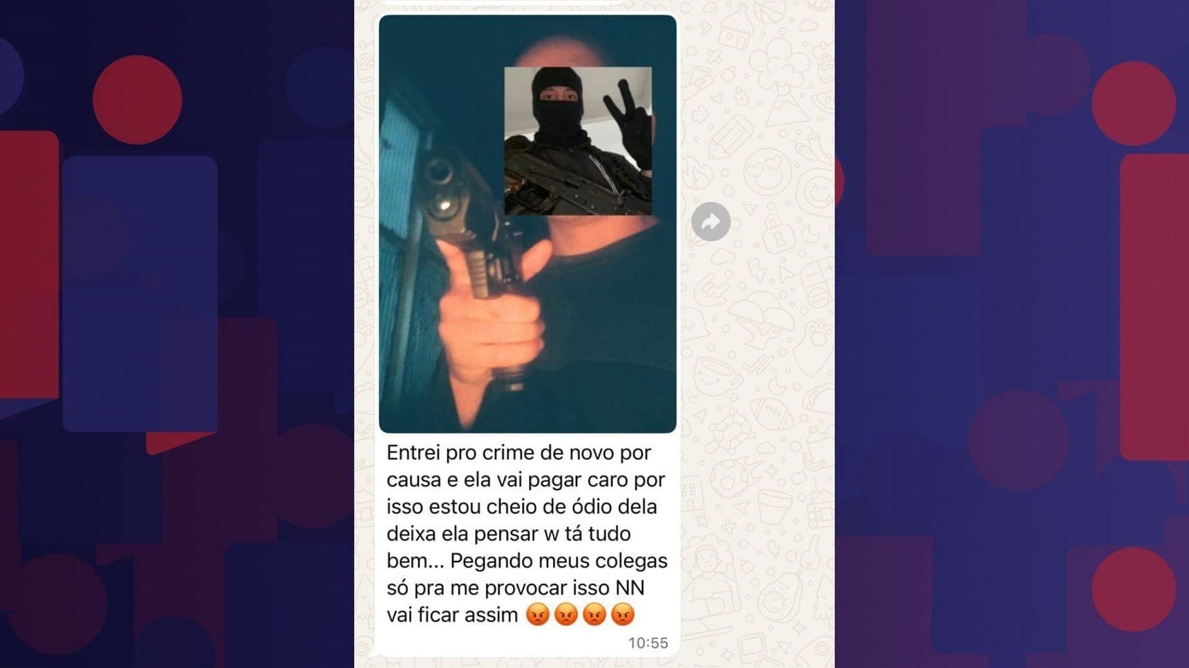 Ronald Bezerra da Silva, de 26 anos, ameaçando a vítima por mensagens de texto