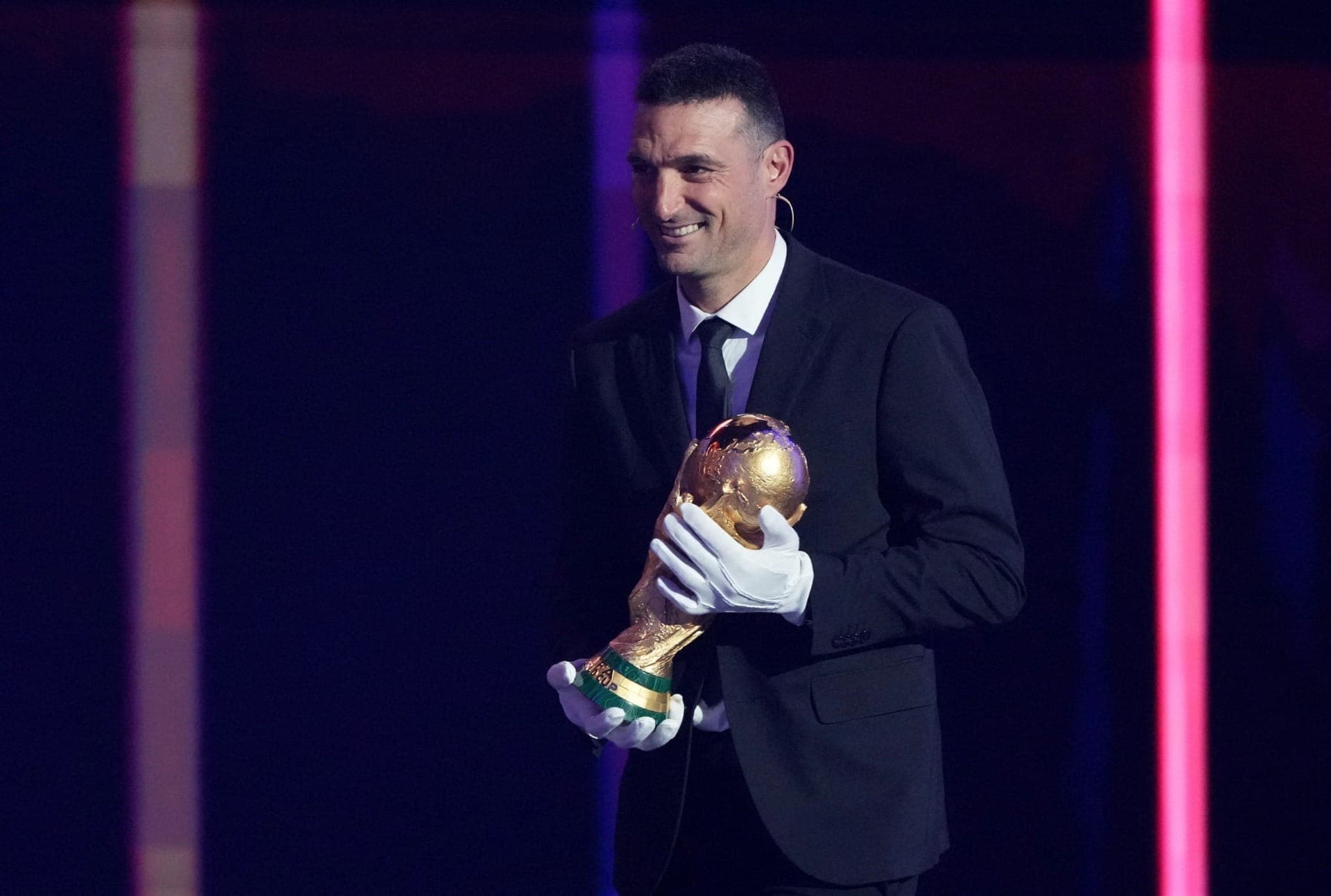 Scaloni, técnico da Argentina, durante sorteio da Copa do Mundo 2026
