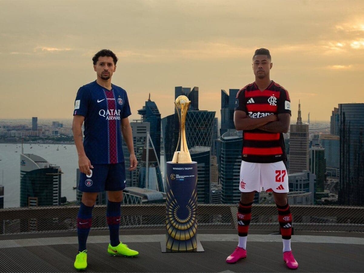 Marquinhos e Bruno Henrique antes da final da Copa Intercontinental