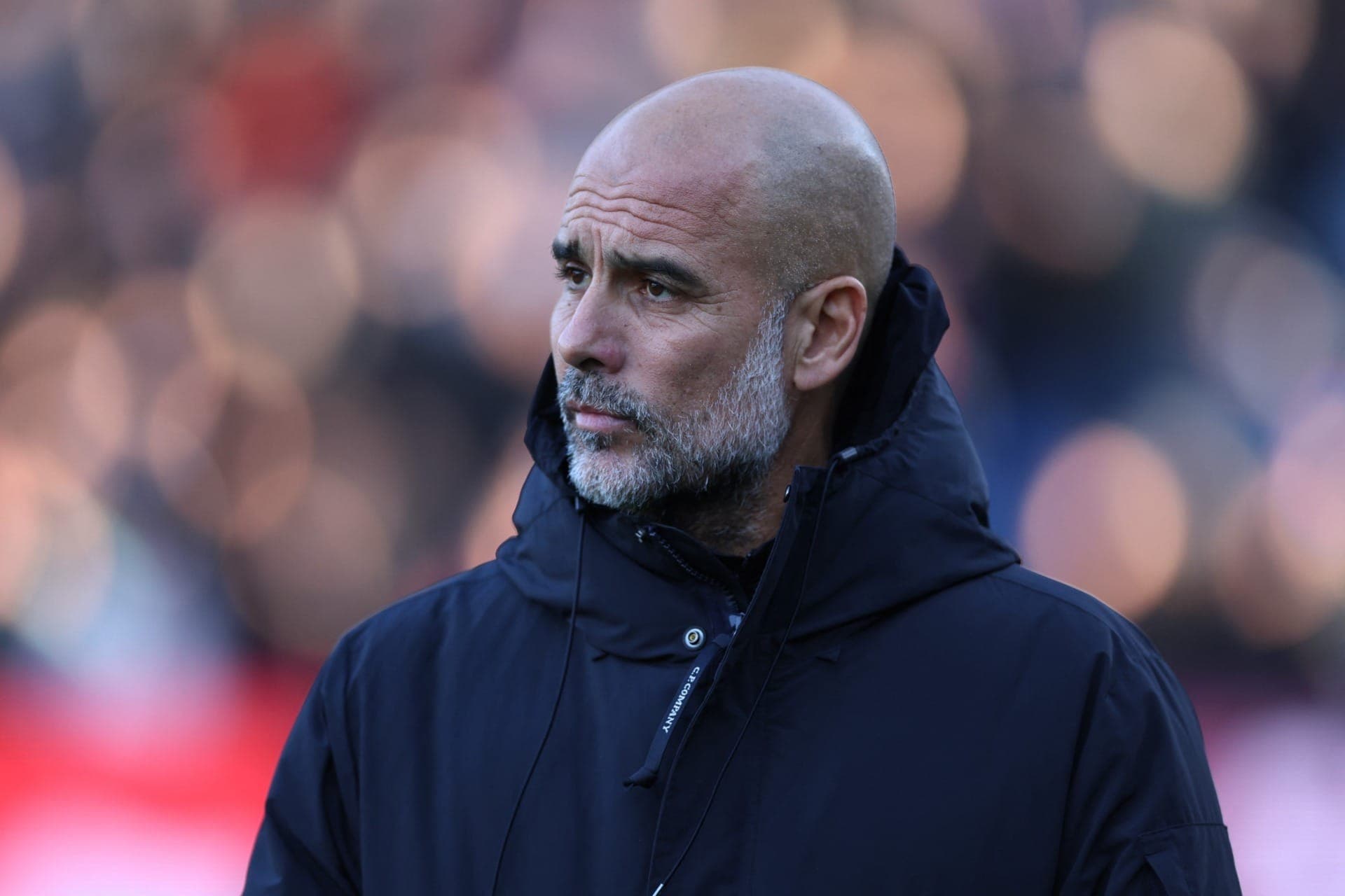 Pep Guardiola durante jogo do City contra o Crystal Palace