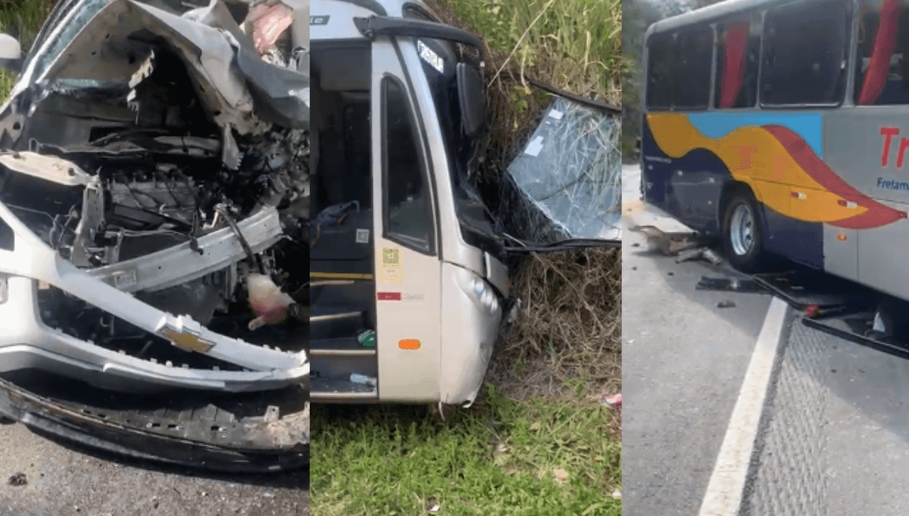 Batida entre carro e ônibus causa morte de um homem