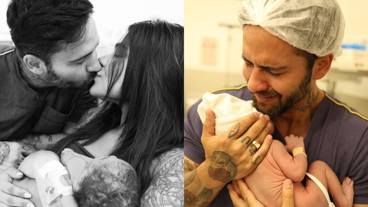 Diego Lozano posa com esposa, Deise Cardoso, e primeira filha, Laura