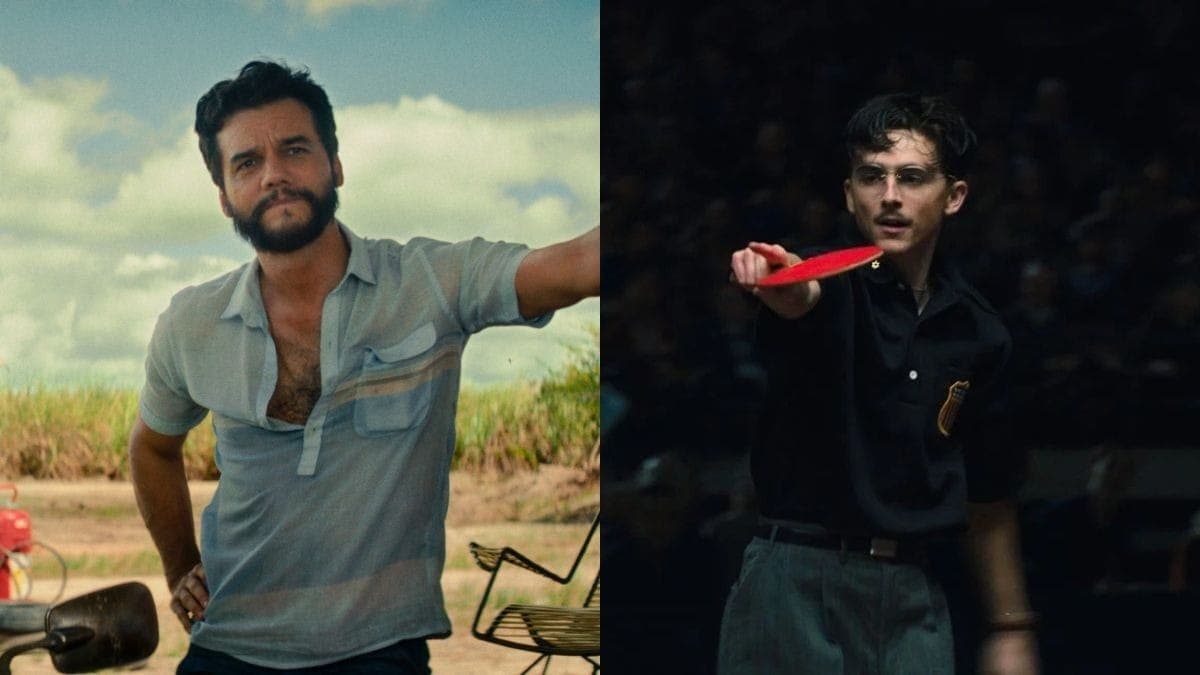 Wagner Moura em "O Agente Secreto" e Timothée Chalamet em "Marty Supreme"