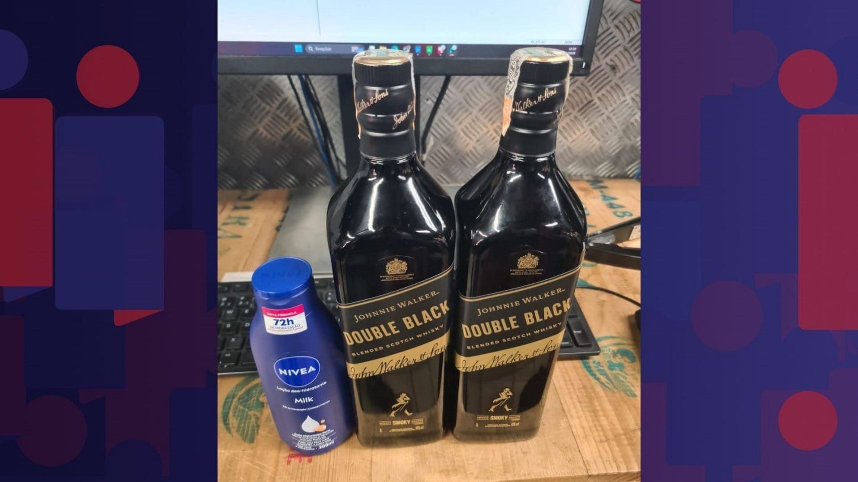 Criminosos foram flagrados furtando garrafas de whisky importado e outros produtos