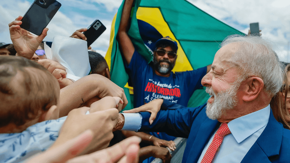 Presidente da República, Luiz Inácio Lula da Silva, durante a Cerimônia em Defesa da Democracia, no Palácio do Planalto. Brasília - DF.