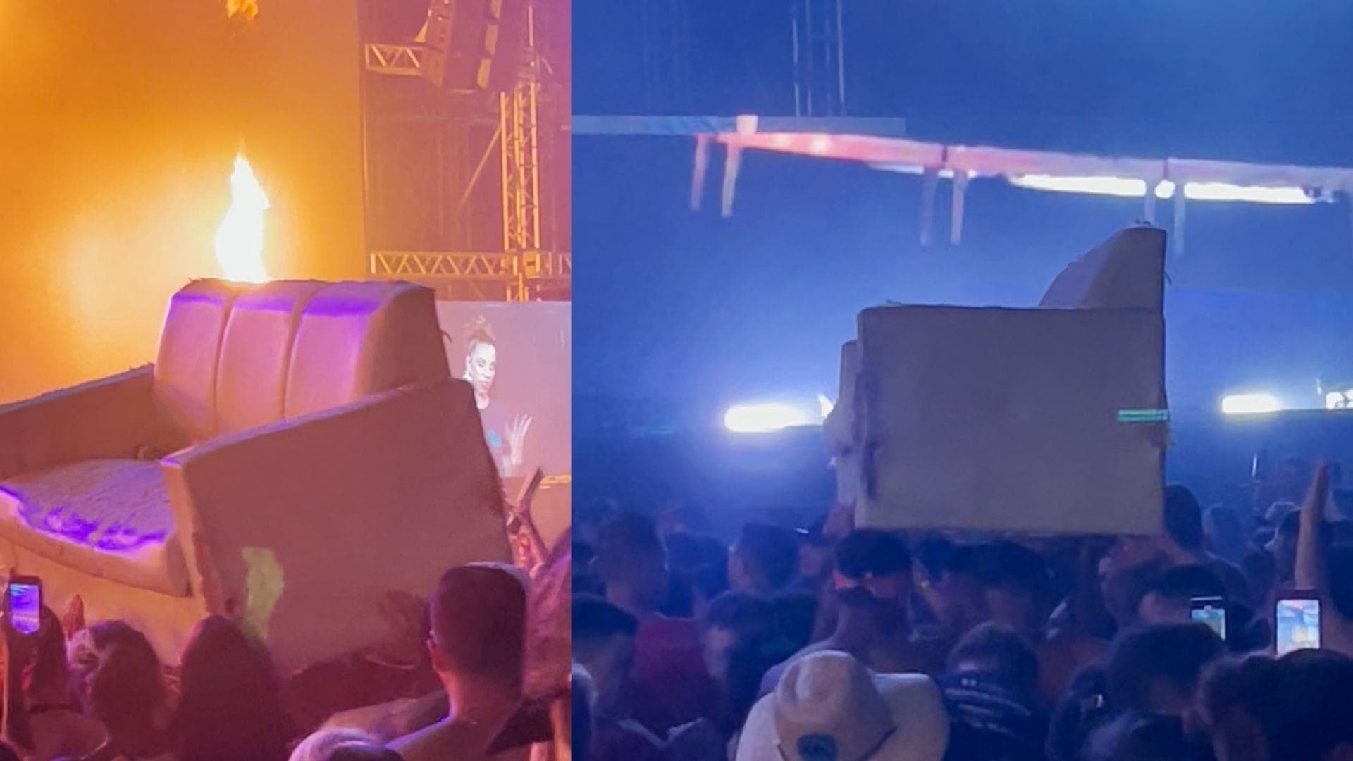 Sofá apareceu do meio do público durante show do Alok em Matinhos
