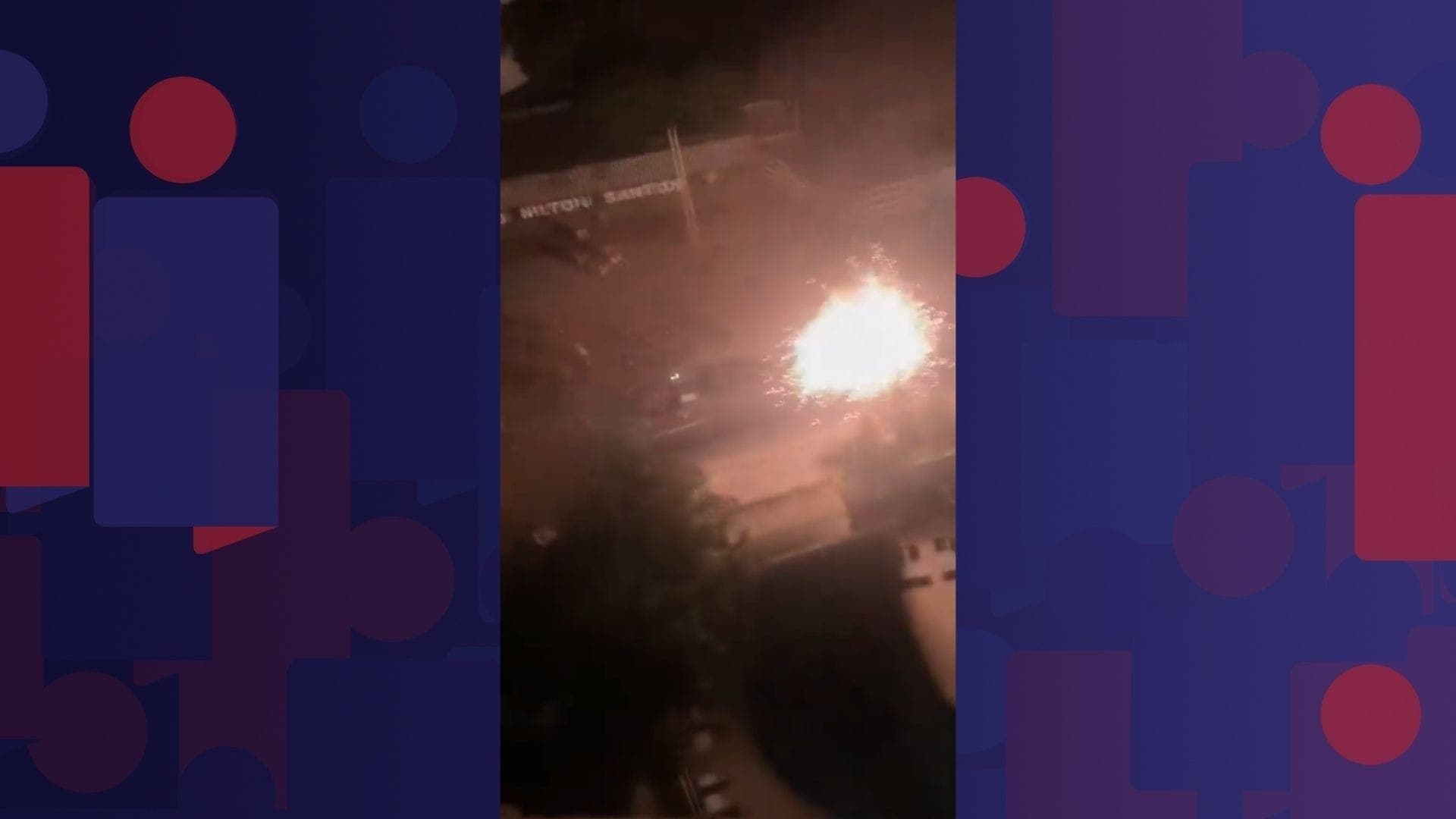 As imagens mostram o clarão, seguido da região ficando totalmente escurecida após a explosão