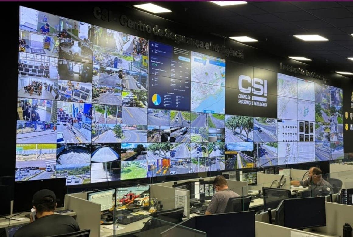 O monitoramento 24 horas em toda a cidade propiciado pelas câmeras inteligentes do CSI contribui para queda da criminalidade