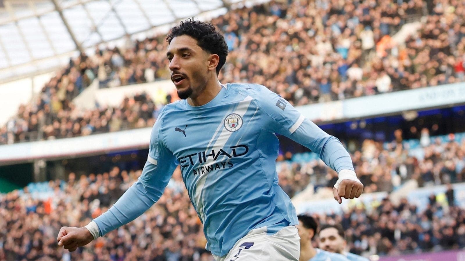 Marmoush, autor de um dos gols da vitória do City