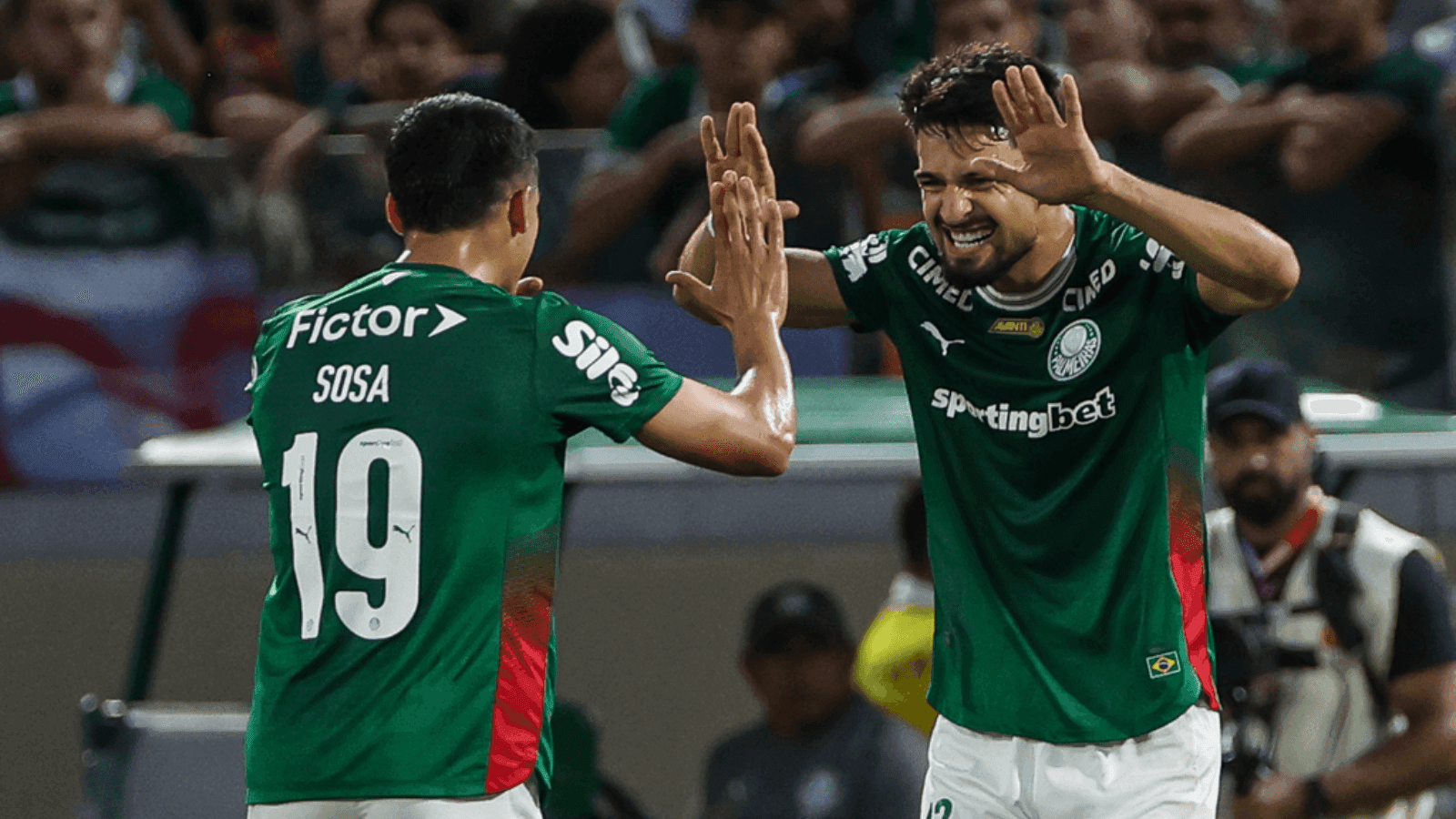 Flaco López comemora pelo Palmeiras