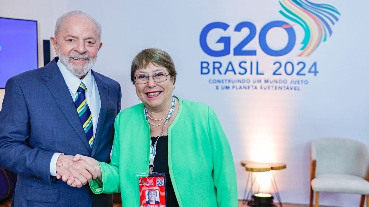 Lula e Michelle Bachelet durante o G20 no Brasil, em 2024