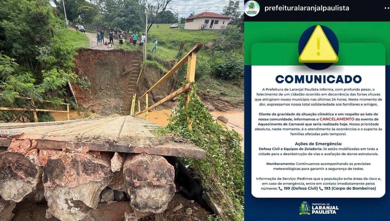 Estragos e comunicado sobre a morte causada devido à chuva