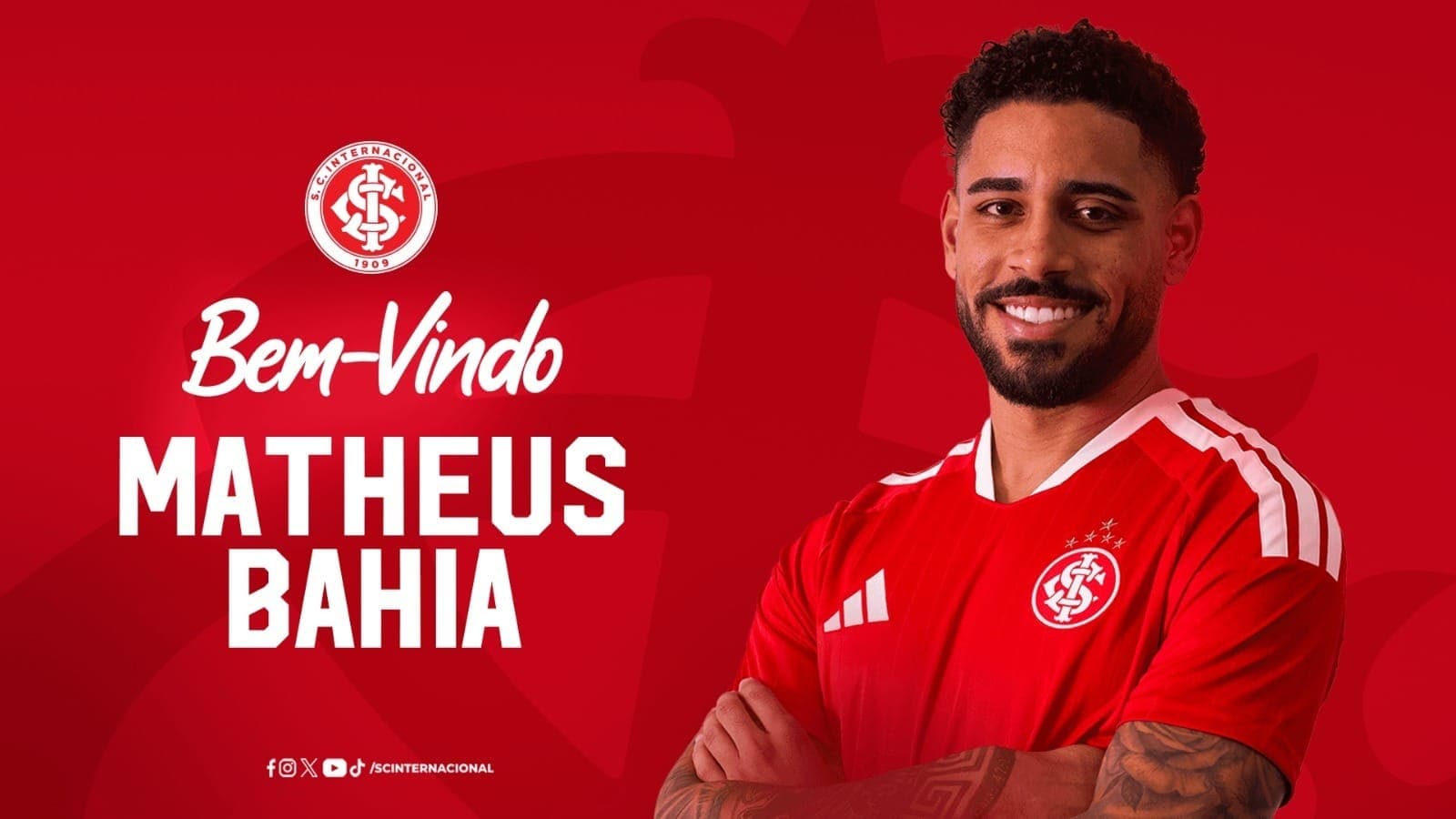 Internacional anuncia a contratação do lateral-esquerdo Matheus Bahia