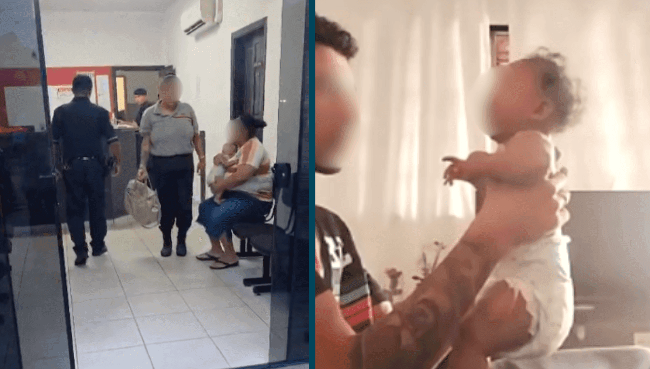 A mãe registrou a agressão durante uma chamada de vídeo