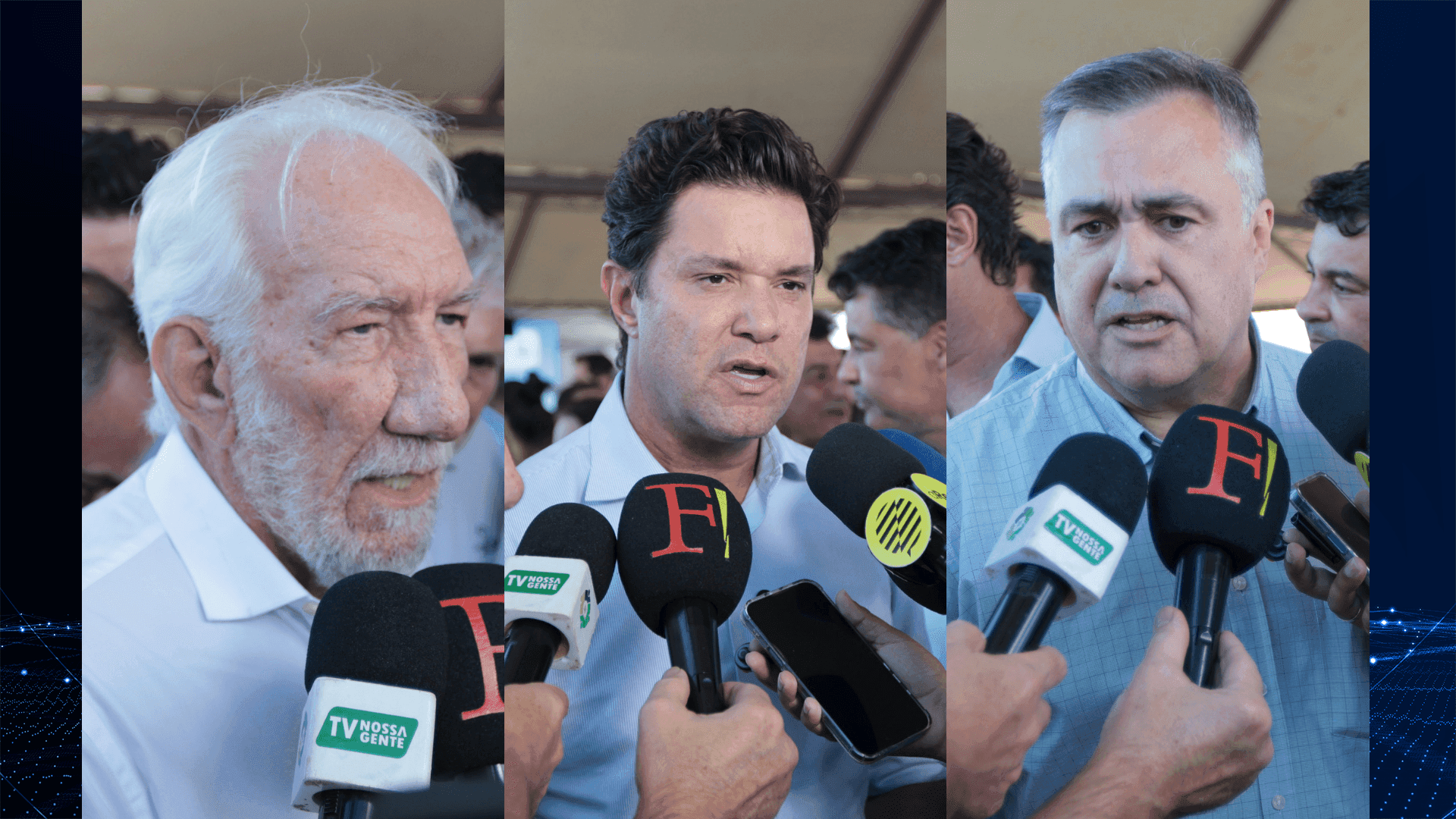 Da esquerda para a direita: o vice-governador Darci Piana, o secretário das Cidades Guto Silva e o secretário da Saúde Beto Preto.