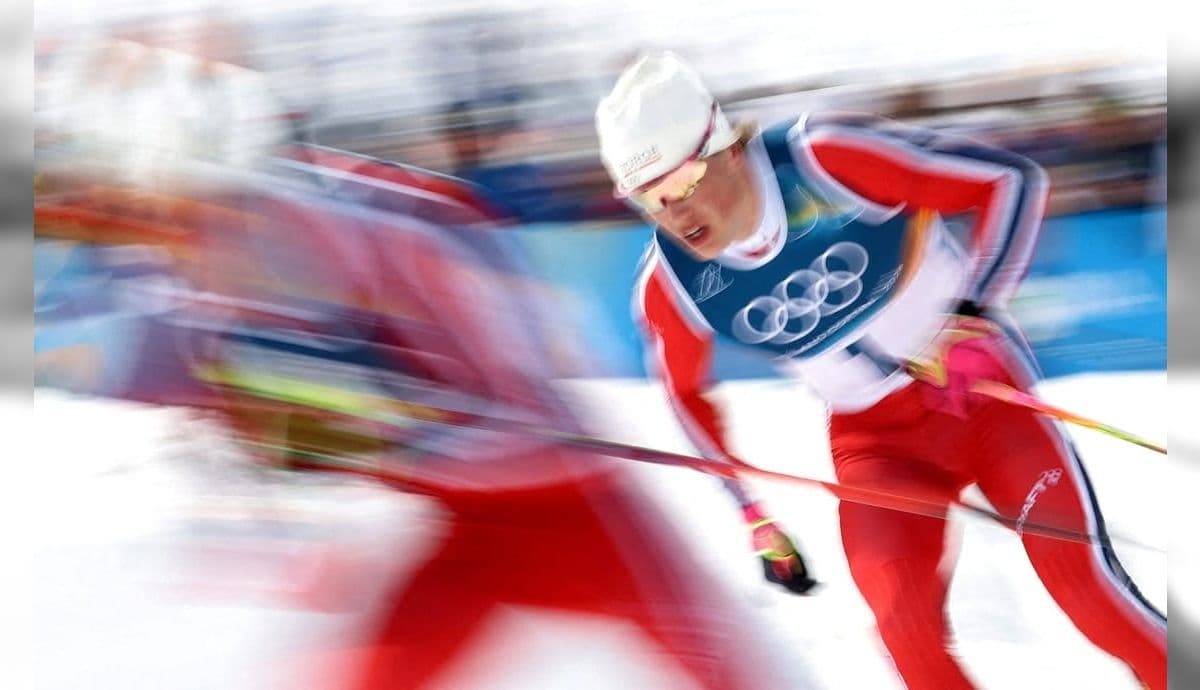 O esquiador norueguês Johannes Klaebo nos Jogos de Inverno